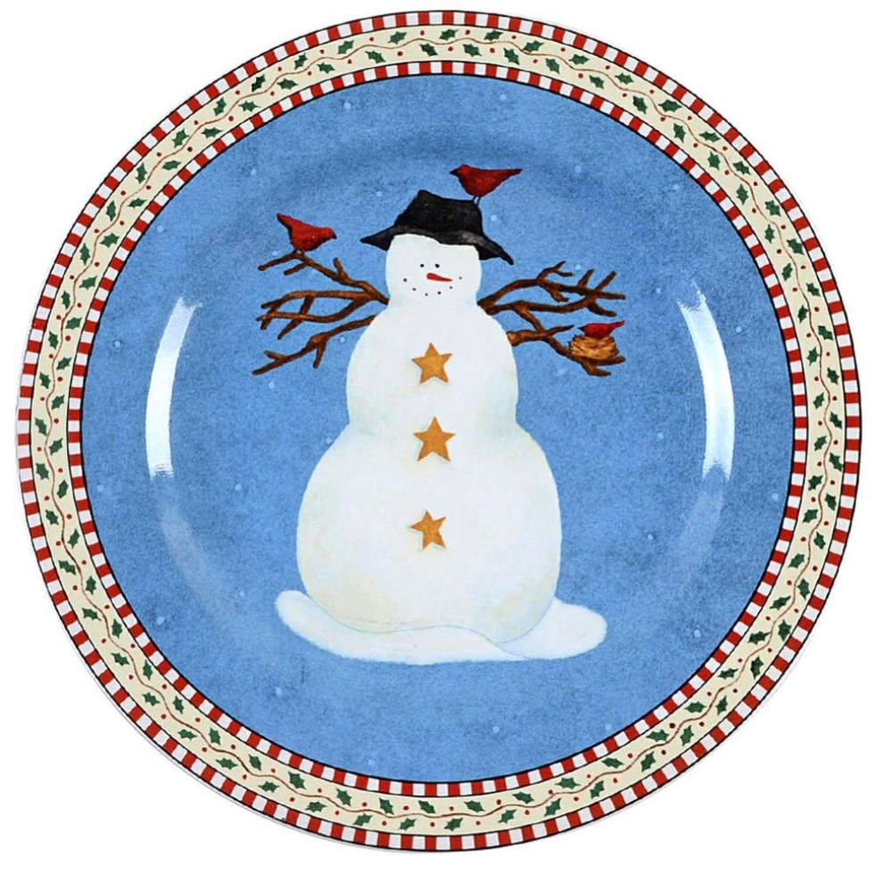 Set of 4 Debbie Mumm Snowman Salad/Dessert Holiday Plates